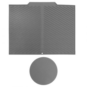APOMOONS Tapis Egouttoir Vaisselle Silicone avec 1 Rond Tapis D'&eacute;vier, 42X 31.5cm Pliable Tapi Vaisselle Absorbant Tapi Evier Cuisine Egouttoir Silicone pour Vaisselles, Casseroles, Gobelets (xinzemei, neuf)
