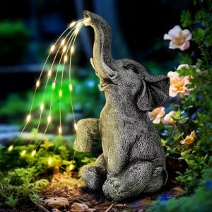 YATOSEEN Statue Elephant avec Lampes Solaires Exterieures Jardin &ndash; Statue Jardin Exterieur, Figurine Elephant D&eacute;corations, Cadeau pour la Famille Les Amis, Pendaison de Cr&eacute;maill&egrave;re D&eacute;coration (Atozon-EU, neuf)