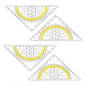 HZXINYI 4 Pi&egrave;ces G&eacute;om&eacute;trie R&egrave;gle - Triangles G&eacute;om&eacute;triques de 15,5 cm R&egrave;gle Rapporteur G&eacute;od&eacute;siques Transparentes avec &Eacute;chelle Jaune Geometrie Triangle Plastique &agrave; Dessiner (HZXINYI, neuf)