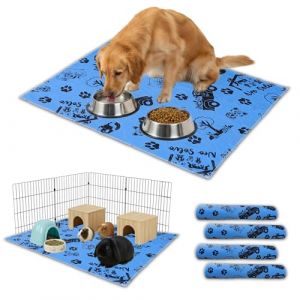 NEO SOLVO Lot de 4 Tapis Alese Lavable, Absorbant, Imperm&eacute;able et Antid&eacute;rapant - Chien, Cochon d'Inde, Lapin en Fond de Cage, sous Les Gamelles, Apprentissage de la propret&eacute; - 120 x 160 cm - Bleu (Neo Solvo, neuf)