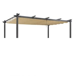 PURPLE LEAF Bache pour Pergola, Toile Pergola 4,8 x 3,5 m Retractable, Toile de Tonnelle Toile de Toit Rechange pour Jardin Terrasse, Beige (PURPLE LEAF, neuf)