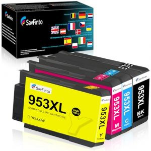 SavFinto 953XL Lot de 4 cartouches d'encre de rechange pour HP 953 XL compatibles avec HP Officejet Pro 7740 8218 8710 8715 8718 8719 8720 8725 8730 8740 (Juncheng EU, neuf)