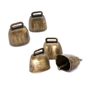 Fatiya Lot de 5 Cloches en Cuivre pour Chien, Cloches en M&eacute;tal pour Animal, Cloche en Bronze Bruyant, Petite Cloche en Laiton pour Vache, Cheval, Mouton, Chats et Petits Animaux de Compagnie (Bronze) (TINGPENG, neuf)