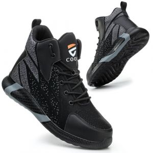 COOU Chaussures de Sécurité Hommes Femme Légère Basket de Securite Montante Respirante Confortable Chaussures de Travail Embout Acier Protection Noir 39 (ULIKA, neuf)