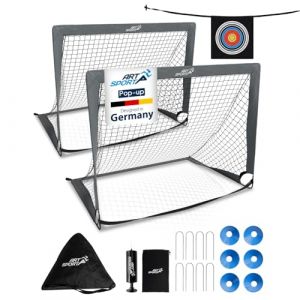 ArtSport But de Football Pop-up Goal Master – Set de 2 avec Accessoires – Pliable & prêt à Jouer – 2 buts intérieur & extérieur – Cage de Foot – Gris (Juskys Gruppe GmbH, neuf)