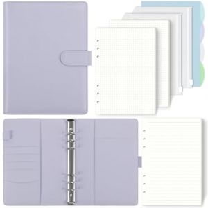SKYDYE A5 Classeur &agrave; 6 anneaux - Papier de recharge de 135 feuilles, Classeur &agrave; anneaux A5 avec pochettes et intercalaires pour notes scolaires et journaux de voyage (Violet clair) (SKYDUE-EU, neuf)