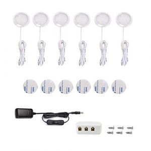 Lampe de Placard LED 15W, 1500 Lumen, Blanc Chaud 3000K, Lampe Sous Meuble Cuisine LED, Accessoires Inclus, Eclairage Sous Placard Vitrine, Spot Encastrable pour Cabinet Cuisine, Lot de 6 (Vlio Mart, neuf)