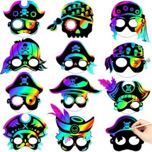 DIFLAX 24 Pi&egrave;ces Bandage Oeil Pirate, Scratch Art, Pirates Des Cara&iuml;bes, Cadeaux Halloween Enfants, Gadgets Pirates, Bandage D'yeux Pour Halloween, F&ecirc;te D'anniversaire Enfants, F&ecirc;te (SVF TUNDER PRICE, neuf)
