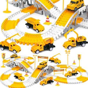 ZZXLOPEZ Circuit Voiture Enfant Jouet, 280 pcs Pistes de Course de Construction pour Enfants Jouets, Voiture de Construction 6 pi&egrave;ces, Jeu de Piste Flexible, Cadeaux pour 3-8 Ans Gar&ccedil;ons Filles Jouets (ARCTURON ONLINE COMMERCE LTD, neuf)