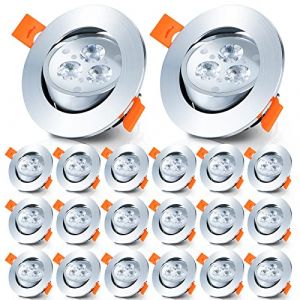 Ikodm Spots encastrables 20 LED 3W, spot LED salle de bain plat 230V remplace halog&egrave;ne 30W, spots encastrables LED IP44, spots plafond orientables, 210lm blanc froid 6500k, trou &Oslash;65 mm (FIRMWELL1, neuf)