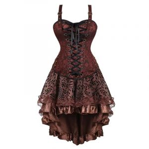 Josamogre Corset Jupe Robe Set Top Sexy Pirate Femme Bustier Steampunk Bretelles Halloweenn Vetement Viking Bleu 2XL (Josamogre Corset, neuf)