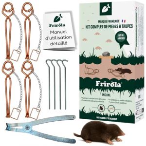 Frirola - Lot de 4 - Pi&egrave;ge &agrave; Taupe Putange avec Pince Am&eacute;lior&eacute;e - Installation Simple - Anti-Taupe Professionnel Efficace - Acier Cuivr&eacute; - &Eacute;limination Naturelle des Taupes - D&eacute;tente soud&eacute;e (Frirola, neuf)