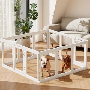 Gardner Pet Enclos pour Chien Transparent en Acrylique 128x85x60cm(9 PCS + 1 Panneaux avec Porte) - Parc à Chiot Modulable d'Intérieur - Clôture Sécurisée pour Petit Chien/Chat/Lapin/Cochon - Blanc (Gardner Pet Official-UK, neuf)