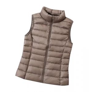 Doudoune Legere sans Manches Femme Gilet Duvet sans Manche Femme Veste Doudoune L&eacute;g&egrave;re Fine sans Manche Femme Gilet Matelass&eacute; sans Manches Femme Blouson Rembourr&eacute; Manteau sans Manche Femme Kaki XXL (HAXNOHEY, neuf)