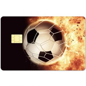 CREATCABIN Autocollant Peau Carte Football,Peau Carte Crédit Débit Couvrant Feu Glace,Autocollant Protection Carte Bancaire,Imperméable,Anti-Rayures,Sans Bulle,pour Carte-Clé Transport EBT 186.3x137mm (CREATCABIN FR, neuf)