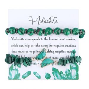 Mikovivi 2pcs Bracelets pour Femmes et Hommes, 8 mm de Diamètre Bracelets en Pierres et Cristaux Élastique Bracelet en Pierre Naturelle Bracelets en Perles pour Cadeau d'Anniversaire (Paon Vert) (KISEGO, neuf)