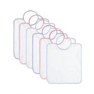 EMMEBi Bavoir élastique maternelle à broder – Toile Aïda 100% coton – Fille & Garçon – Fabriqué en Italie – Broderie prénom personnalisable – Éponge douce – 28x33 cm (Bo.MA., neuf)