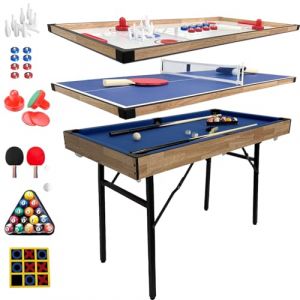 Table multijeux 6 en 1 Pliable avec Billard, Hockey, Tennis de Table, Bowling, Shuffleboard et tic-tac-Toe avec Tous Les Accessoires (1.2m) (SOLFAN, neuf)