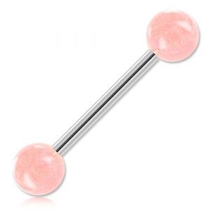 Inoki - Barbell de langue Phosphorescent uni - Jonc/Tige 1.6 mm, Long. int. 16 mm, Boule 6 mm - Rose (INOKI PIERCING, neuf)