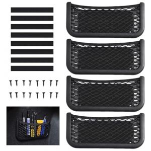 Zyiphor 4 PCS Filet Rangement pour Voiture, 26x12cm Filet de Rangement Camping Car, Universel Filet Coffre Voiture, avec Vis et Bandes Elastiques pour Camping-Car, Bateau, Maison (Noir) (ASKGRJKHGV, neuf)