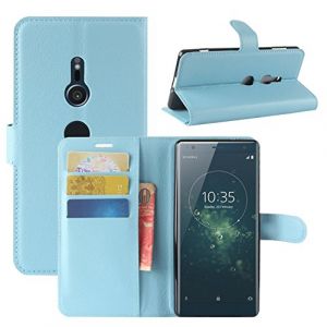 HualuBro Coque Sony Xperia XZ2, Premium &Eacute;tui en Cuir PU Leather Wallet Portefeuille Housse Case Flip Cover avec Cartes Slots pour Sony Xperia XZ2 Smartphone (Bleu) (HualuBro EU, neuf)
