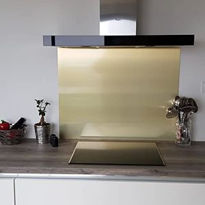 Fond de hotte/Crédence Composite OR Brossé-10 Tailles- Hauteur 60 cm (Longueur 110 cm) (AluCouleur, neuf)