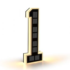 CARPESUN Numero de Maison Exterieur Solaire Illuminé pour Extérieur étanche, Numero Porte, Plaque de Numéro de Maison Illuminée Solaire, Numéro de Maison Lumineux Noir (1 - Noir, 23 cm) (XLONGAuto, neuf)