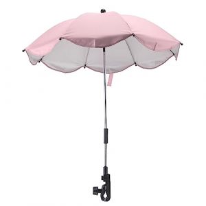 14 Pouces Ombrelle pour Poussette, Parasol Universel pour Poussette avec Pince Parasol Réglable pour Poussette avec Protection Parasol pour Poussette, Couffin, Fauteuil Roulant (Rose (colle (Luqeeg, neuf)
