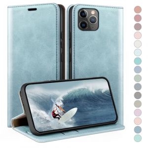 HUOUH Coque pour iPhone 11 Pro Max 6,5" avec RFID Blocage Etui à Rabat en Cuir de Premium,Fentes pour Cartes,Case à Rabat,Coques de Cover pour Apple 11 Pro Max Portefeuille Bleu Clair (ETERNAL FLAME TRADING, neuf)