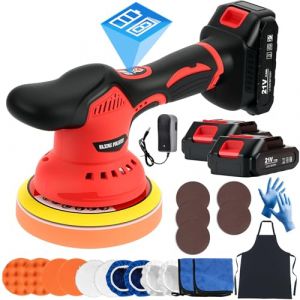 Polisseuse Voiture Sans Fil, 21V Lustreuse Polisseuse Voiture Sans Fil 6 Pouces, Polisseuse Orbitale Voiture ave 2 Batteries 2000 mAh, 8 Vitesses 5500rpm Mini Polisseuse pour le Polissage, Cirage (billionn, neuf)