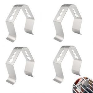 BEPSYOM Lot de 4 Supports en Acier Inoxydable pour Thermom&egrave;tres, Clips pour Sonde de Temp&eacute;rature, Accessoires pour Thermom&egrave;tres de Barbecue, Grills et Fours (LI MINGMING uk shop, neuf)