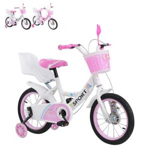 XUANYU Bike V&eacute;lo Enfant pour 2 &agrave; 8 Ans avec Roues Stabilisatrices, Draisienne V&eacute;los avec P&eacute;dales et R&eacute;trop&eacute;dalage pour D&eacute;butant, VTC pour Enfants (Blanc 16 Pouces) (XUASHW, neuf)