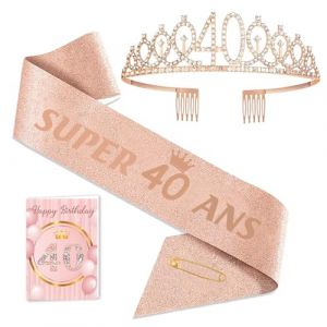 Toctax Couronne et &Eacute;charpe 40 Ans avec Carte - Cadeau Anniversaire Femme, Accessoires D&eacute;co pour F&ecirc;ter les 40 Ans - Id&eacute;al Cadeau pour un 40e Anniversaire (Toctax, neuf)