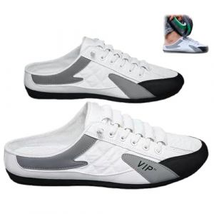 MAOAEAD Baskets dos nu pour homme - Pantoufles de sport à enfiler pour homme - Mule décontractée à dos ouvert - Chaussures d'extérieur (cuir-blanc, 44) (YUZHSTORE, neuf)