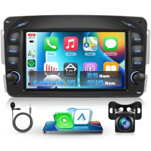 VECHTEL Autoradio 2G+64G Android 15 pour Mercedes Benz C CLK G Classe W203 W209 W463 Viano Vito W639, 7 Pouces HD &Eacute;cran Tactile avec Carplay Android Auto sans Fil GPS WiFi USB Bluetooth FM RDS Cam&eacute;ra (VECHTEL, neuf)