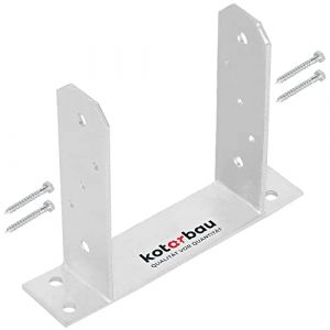 KOTARBAU&reg; Support de Poteau en U 160 mm Support Poteau a Visser - Poteau carr&eacute; en bois - Plaque de sol - Support Poteau Bois Ancre Galvanis&eacute; &agrave; Chaud Fixation Poteau Bois (KOTARBAU, neuf)