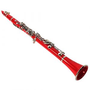 Clarinette bB, tube en bakélite de qualité supérieure, 17 clés en nickel, clarinette d'étudiant débutant avec étui,sangles,boîte d'anches,tournevis,bande de pénétration en tissu,manuel(Rouge ;#1) (biaterd, neuf)