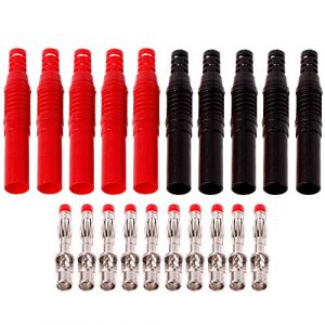 Greluma 10 Pièces Fiches bananes isolées enveloppées de 4 mm, connecteurs de fiche banane à souder de sécurité pour fils de test de multimètre (Lumatech-EU, neuf)