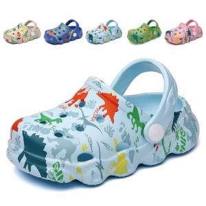 Sabots Mules Enfant Garcon Fille Pantoufles Chaussures de Jardin Dinosaur Chaussons &Eacute;t&eacute; Sandales de Plage Maison Antid&eacute;rapant Chaussons Bleu Clair EU 30 (Taille de l'&eacute;tiquette 190mm) (bobing, neuf)