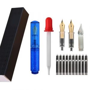 SIPLIV Majohn Wancai Mini stylo plume de voyage en iridium à pointe fine avec 3 pointes de stylo, pipette courte et 20 cartouches d'encre noire – Bleu étoilé (SIPLIV, neuf)