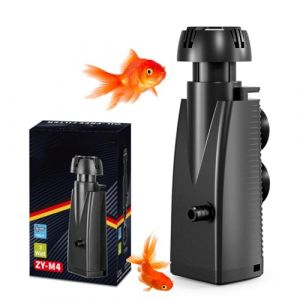 Skimmer d'aquarium avec &eacute;ponge bio et ventouses, aspirateur de surface, filtre d'aquarium pour aquariums jusqu'&agrave; 350 l, pompe &agrave; filtre (300 l/h 4 W) (RUNMALL, neuf)