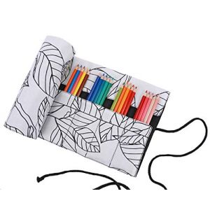 Amoyie Trousse pour 72 Crayon de Couleur, Trousse &agrave; Crayon Enroulable 72 Trous, Sac de Rangement en Tissu (les Crayons ne Sont pas Fournis) (amoyie, neuf)