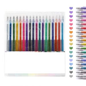 Lot de 12 Stylo Gel Paillette, Feutres de Coloriage Glitter, Stylos à Encre Gel Pailletée, 12 Couleurs Stylos à Bille à Encre Gel Pointe 1,0 Mm pour Livres, Croquis et Travaux Manuels (18 Couleurs) (seareash, neuf)