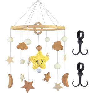 ZDNT Mobile Bébé Bois,Mobile Lit Bébé avec étoiles,Bébé Mobile,Musical Lit Bébé,Cloches de Lit Bébé,Pendentif suspendre Lit Bébé,Support Mobile Bébé Bois pour Fille Et Garçon,Décoration De Maison (ZDNT, neuf)