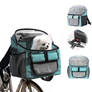 mumisuto Panier de Vélo Avant pour Chiens Chats, Sac de Transport Chat Chien, Panier à Vélo, Sac à Dos, Sac à Bandoulière, Sac de Transport de Voiture, pour Chats Chiots (Bleu) (Mairubo, neuf)