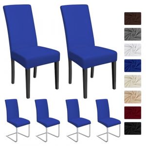 Housse de Chaise Décor 6Pièces Housse de Chaise Stretch-Housse Couverture de Chaise de matériau Spandex élastique pour Un Ajustement Universel,très Facile à Nettoyer Durable (Paquet de6, Bleu Royal) (Ballad, neuf)