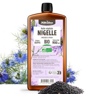 Huile de NIGELLE Bio 900 ml - Natureen | Plan&egrave;te au Naturel - Pure, Naturelle et Press&eacute;e &agrave; froid - Alimentaire (123PLANTES, neuf)