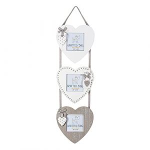 SPOTTED DOG GIFT COMPANY Cadre Multi Photo en Bois, Triple Cadres Photo Coeur pour Montage Mural, Mignon Chat Maison Salon Chambre Déco, Idées Cadeau pour Amoureux des Chats 16 x 60cm (Spotted Dog Gift Company, neuf)