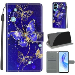 KENHONER Coque pour Honor 90 Lite 5G / Honor X50i 5G, Housse Etui Portefeuille Cuir Multifonction, Fermeture Magn&eacute;tique &agrave; Clapet Anti-Choc Compatible avec Coque Honor 90 Lite Book - Papillon (KENHONER, neuf)