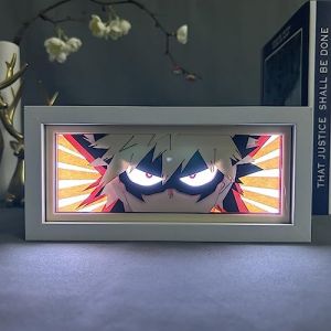 Zhongkaihua MHA Anime 3D Lampe de table en papier sculpt&eacute; Midoriya Izuku/Bakugou Katsuki Anime Personnage Ombre Sculptures LED Bo&icirc;te &agrave; lumi&egrave;re LED D&eacute;coration de chambre (pusenele, neuf)